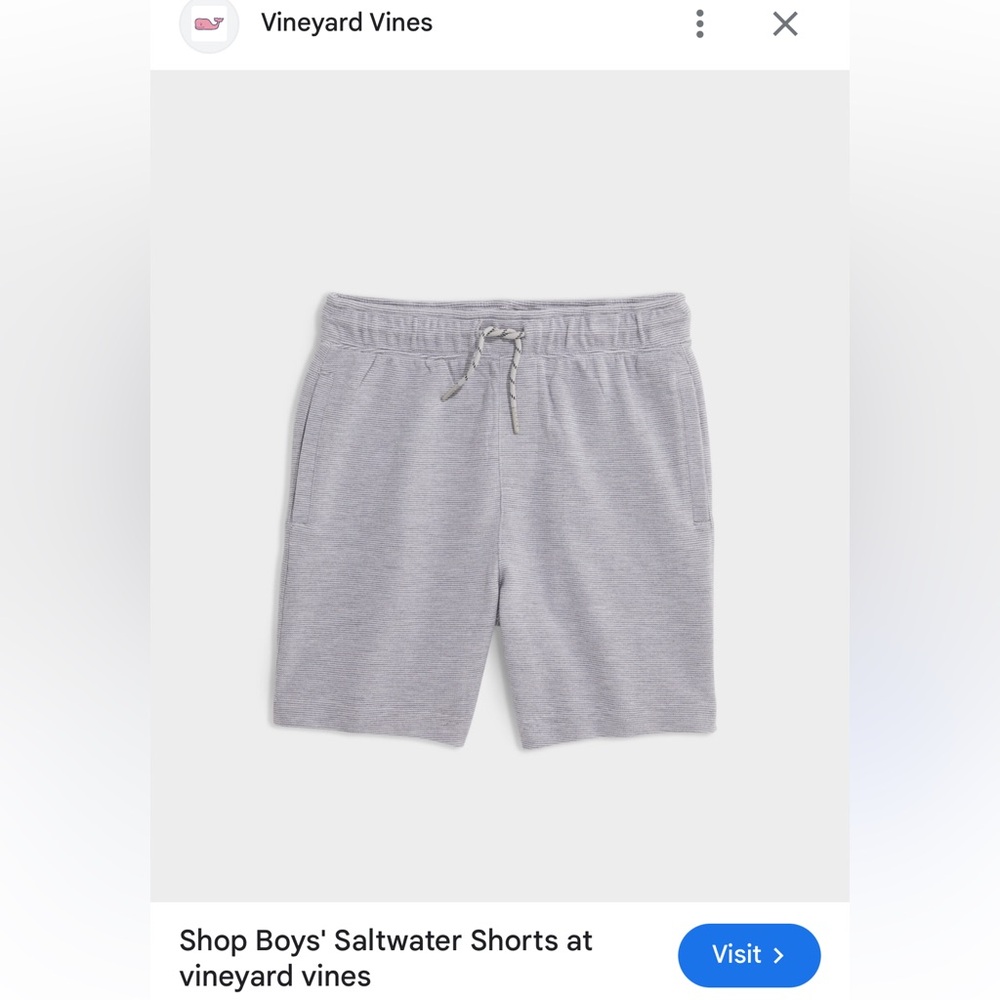 Boys' Saltwater Shorts grey stripe size 12 Vineyard Vines.